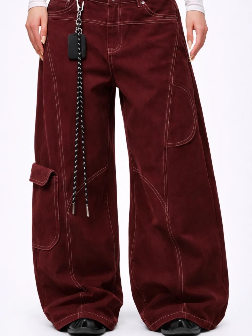 Crimson Chaos Y2K Red Cargo Pants Size M